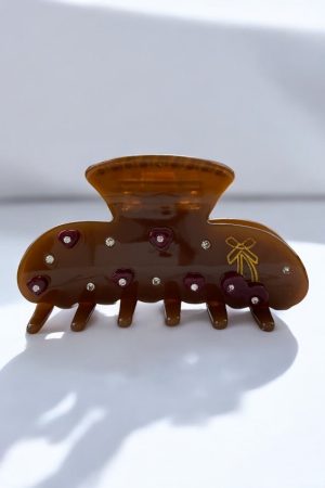 Kẹp Tóc Trang Trí Nơ & Hoa Mini – Màu Hổ Phách